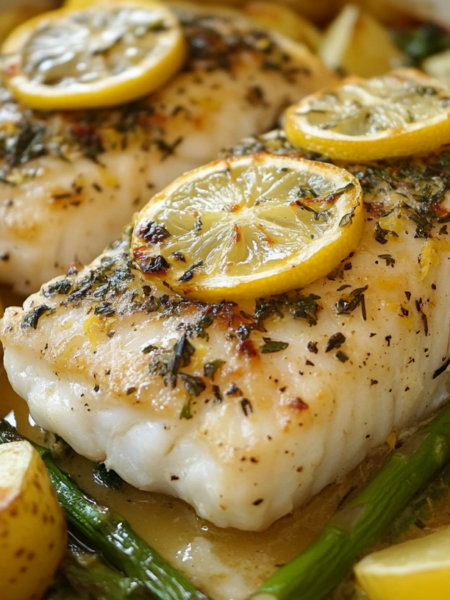 Baked Lemon Herb Cod with Asparagus and Potatoes so delicious