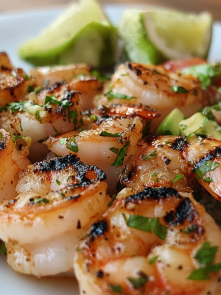 Garlic Lime Grilled Shrimp with Avocado Salsa