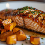 Maple Glazed Salmon with Roasted Sweet Potatoes