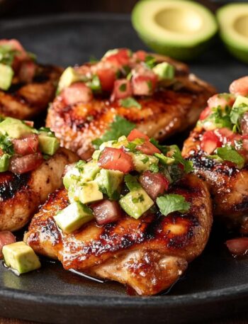 Spicy Honey Lime Chicken Thighs with Avocado Salsa