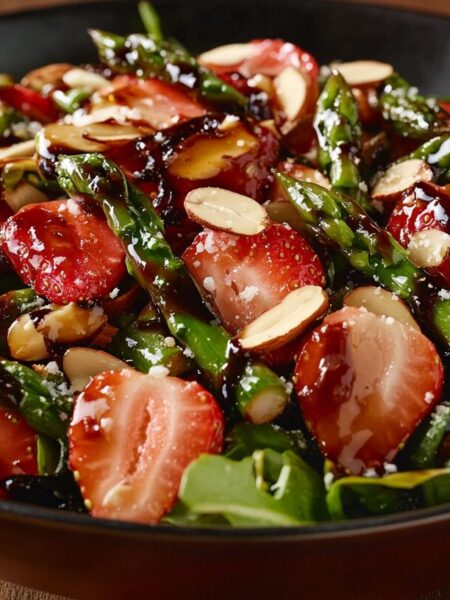 Spring Strawberry and Asparagus Salad with Balsamic Glaze