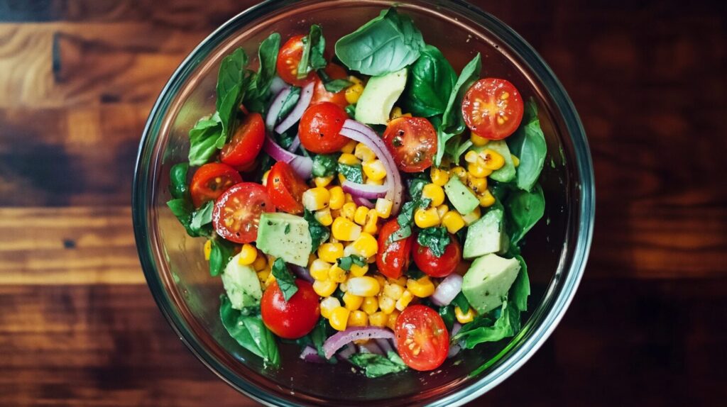 Late Summer Corn and Tomato Salad with Basil Vinaigrette