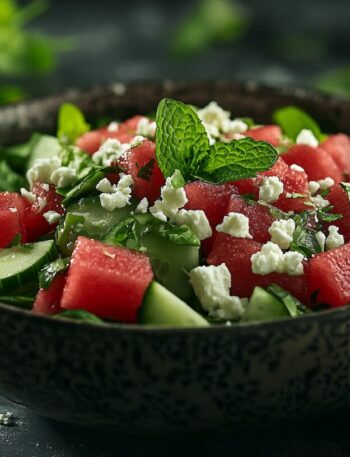 Summer Watermelon and Cucumber Salad with Lime Mint Dressing